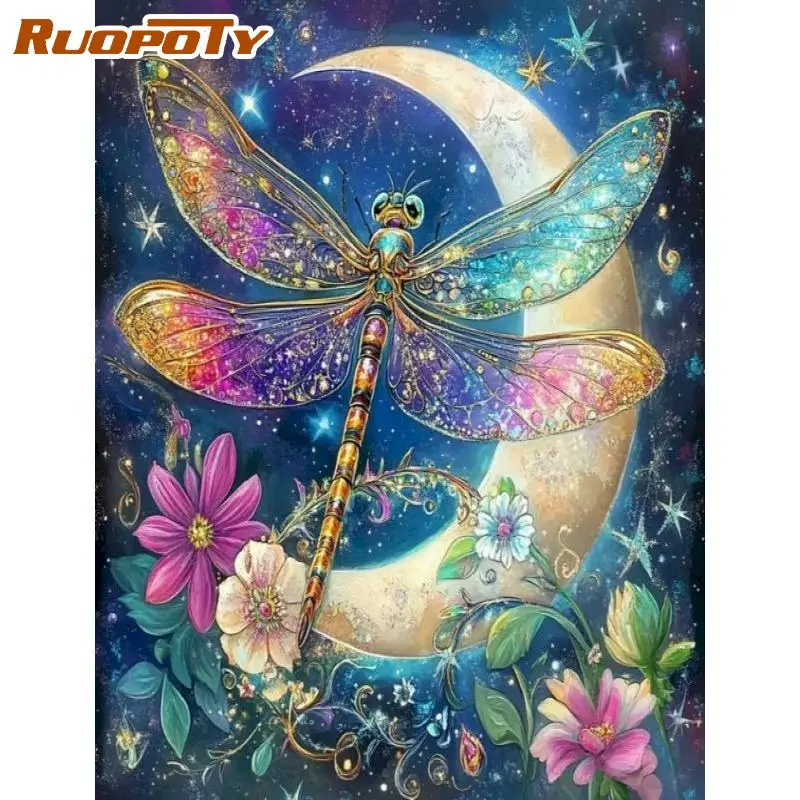 

RUOPOTY Diamond Painting Home Wall Decor Diamond Art Kits Dragonfly Full Round/Square Paint By Diamonds Handmade Rhinestone Of P