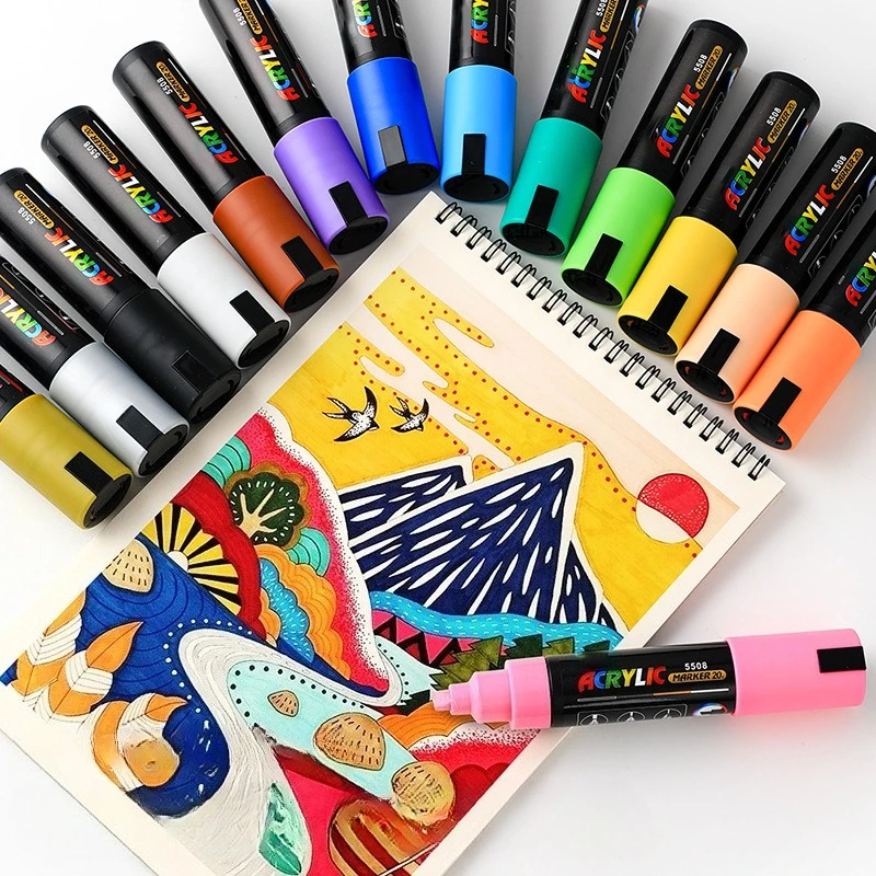 

65g Large Capacity Acrylic Marker Pen 8mm Wide Waterproof Quick-drying for Painting Graffiti Advertising Design