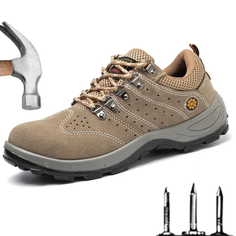 

Permeable Labor Protection Shoes with Holes Wear Resistant Anti - Velvet Leather Iron Welding Work Shoes Safety Protection Shoes