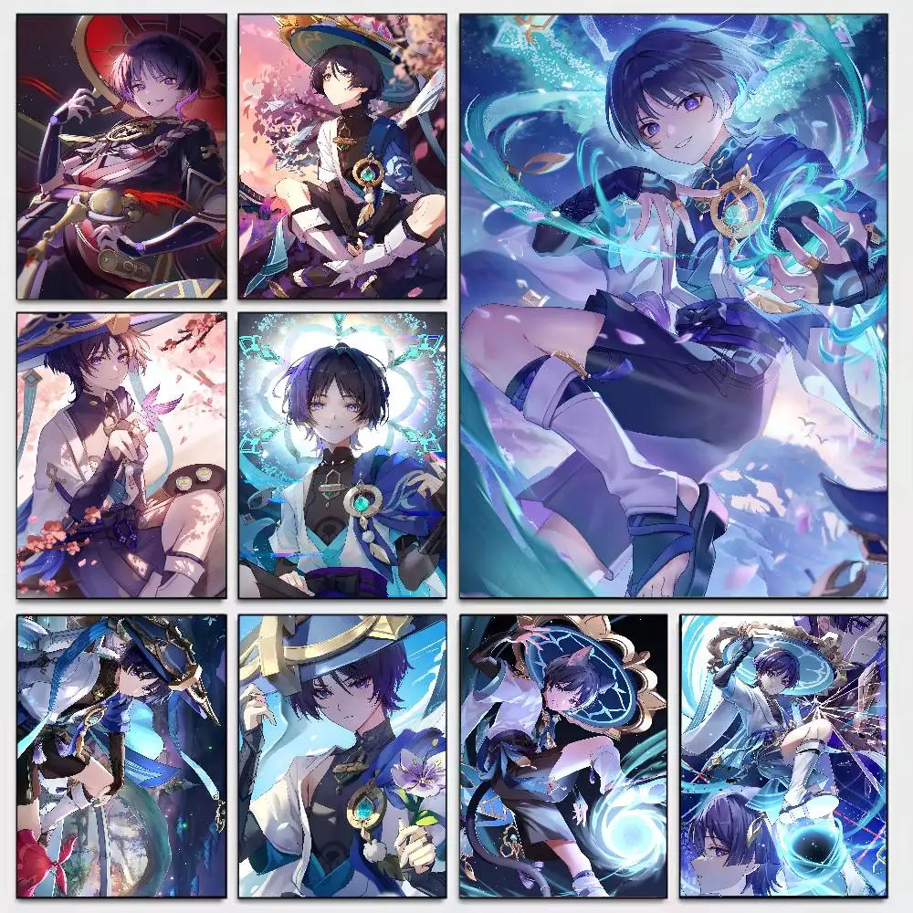Genshin Impact Wanderer Balladeer Game Poster Art With Prints Home Bedroom Living Room Decoration Gift
