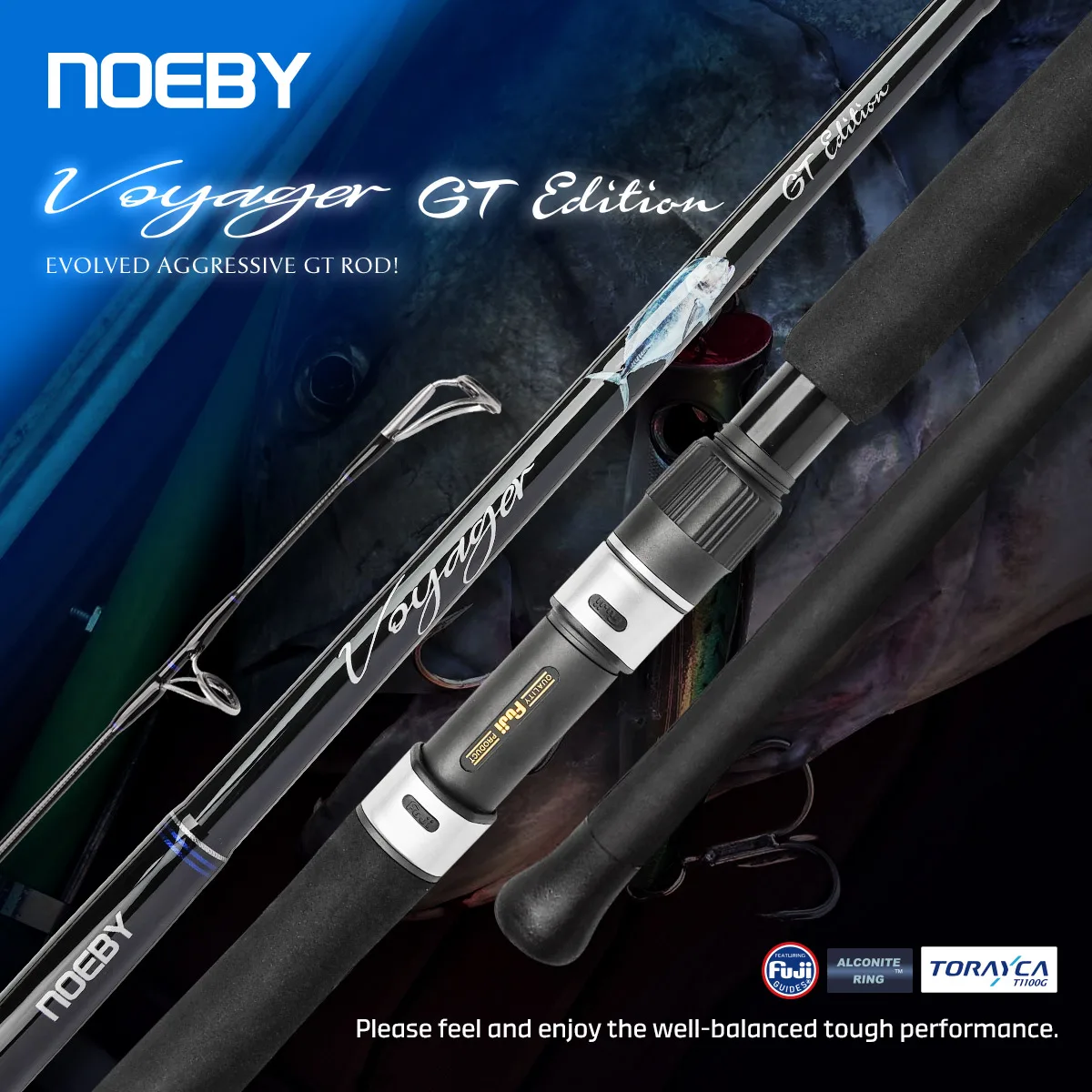 

Рыболовная удочка NOEBY VOYAGER GT Edition 2,39 м Fuji Torayca Big Game Heavy Duty Popping Max Drag 30 кг Морское литье GT Rods