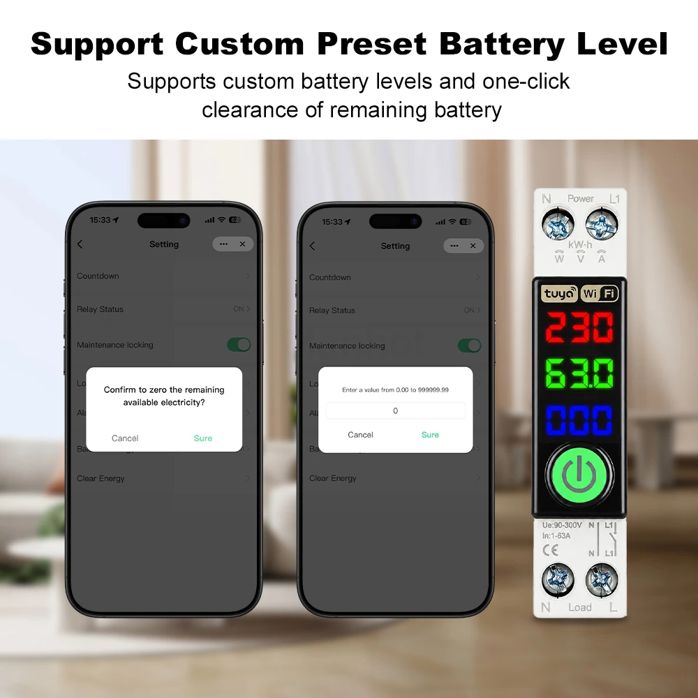 MANHOT WLAN-Smart-Leistungsschalter 1P+N 63A DIN-Schienen-Schalter mit LED-Messanzeige Smart Breaker Sprachsteuerung für Tuya Alexa – Detail 13