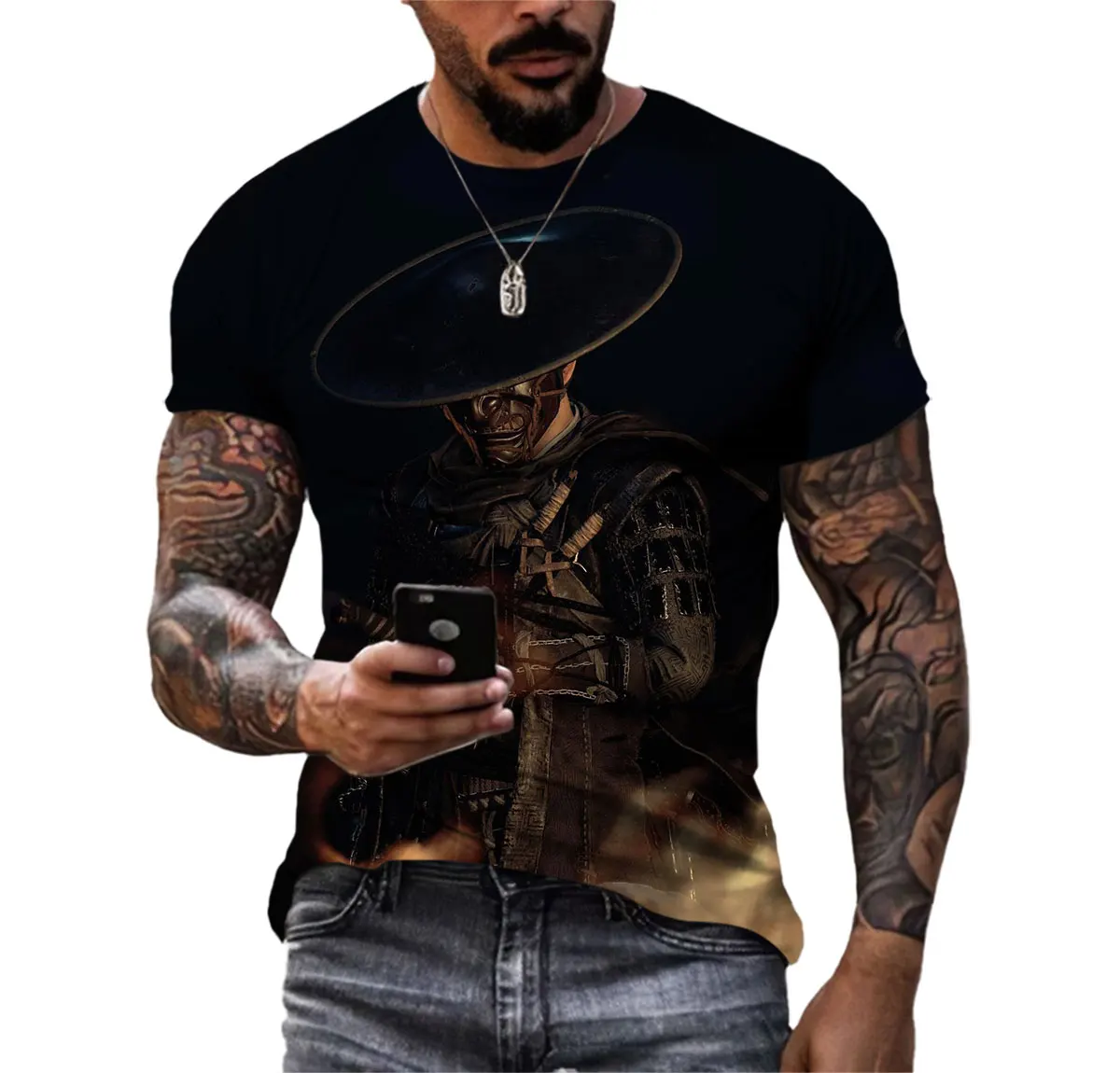 Summer Fashion New Cool Japanese Samurai graphic t shirts Men Casual 3D Printed Street Style Round Neck quick-drying t-shirt Top