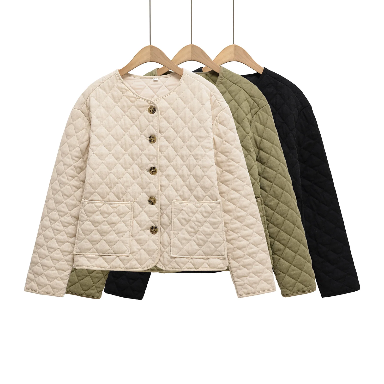 

Простая хлопковая куртка с круглым вырезом, верхняя одежда, осень-зима, новый стиль, европейская и американская мода 1689022, женский топ