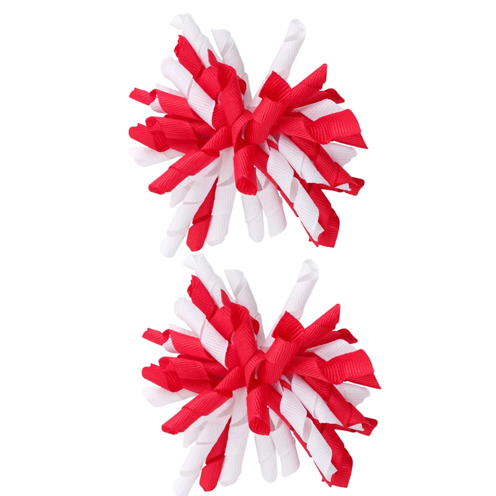 Oaoleer 2PCS/Set Curly Ribbon Hair Bows Clips Korker Bows Hair Clips for Girl Flower Bobbles Hairgrip Kid Hair Accessories