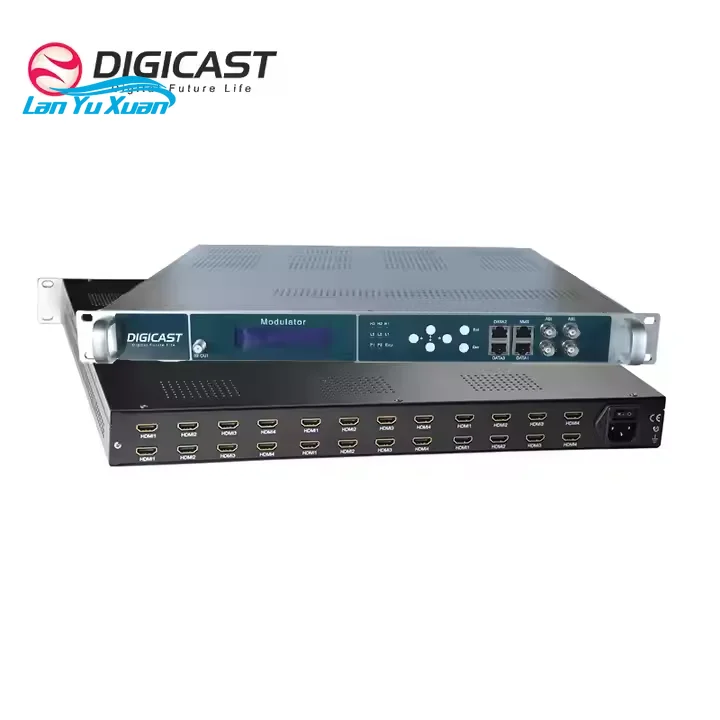 DMB 9581E H.264 High Profile 4.0 24 HD to 8 DVB-T Modulator with for Input and IP (UDP/RTP/RTSP) Output Supporting AAC Audio