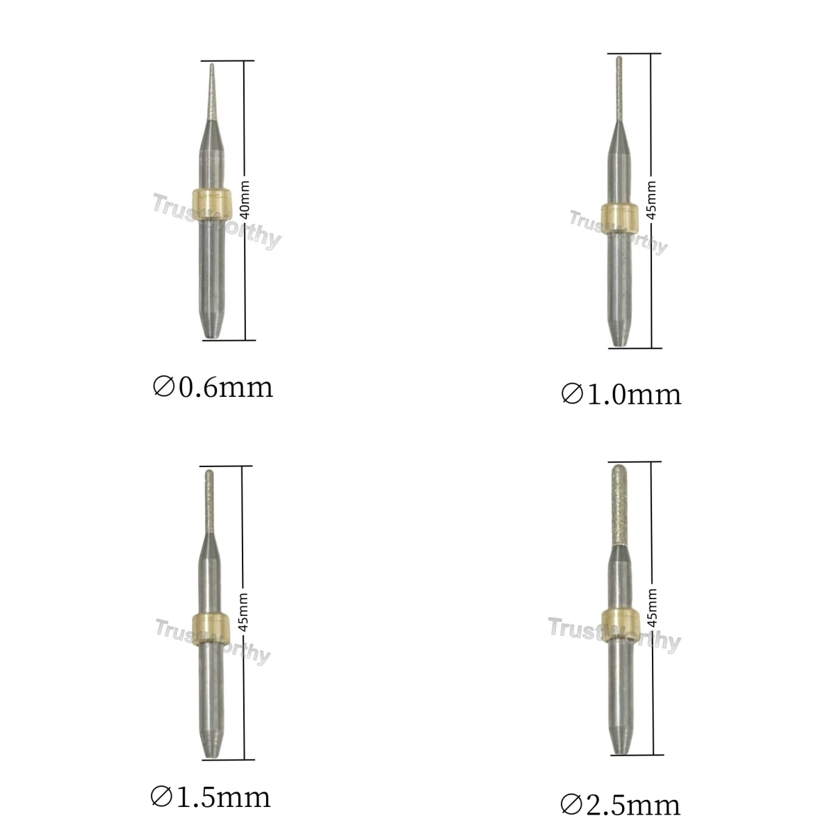 4 Sizes Dental Arum CAD CAM System CEREC Milling Burs for Lithium Disilicate Blocks