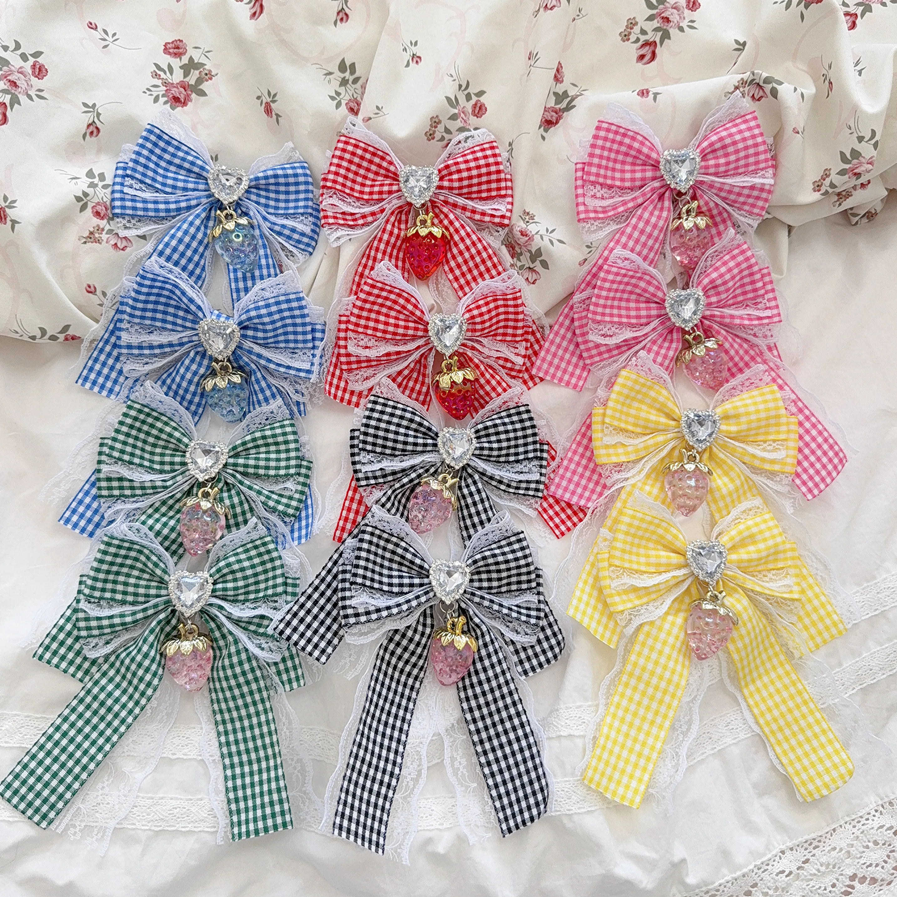 

Ribbon pain plaid pain bag bow pair price lolita pastoral childlike ribbon hairpin hair accessories woman