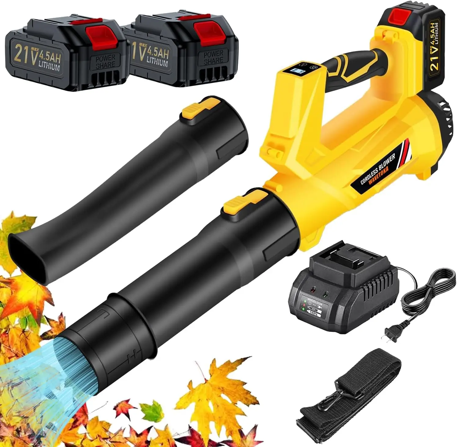 

Cordless Leaf Blower with Battery and Charger, 540 CFM/170 MPH Electric Blower Cordless, 2 X 4.5Ah Lightweight Battery Operated