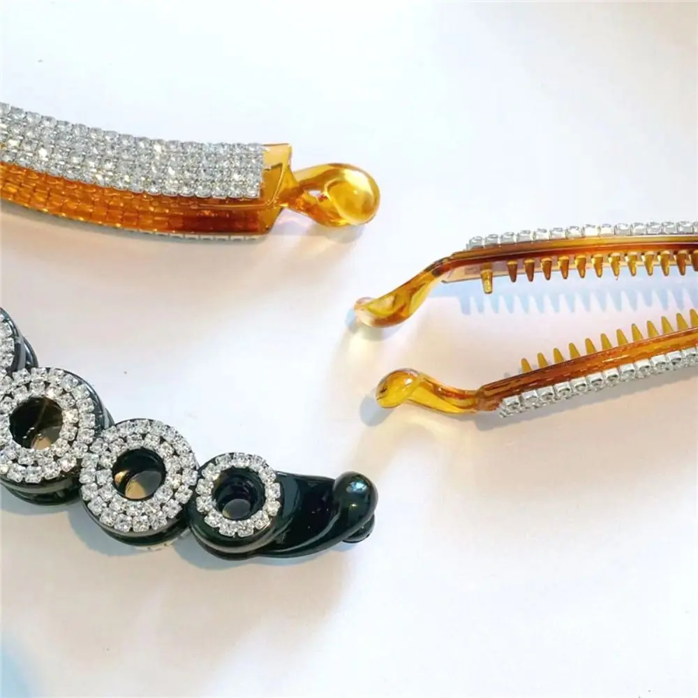 Korean Style Rhinestone Banana Clip Elegant Ponytail Holder Headwear Bowknot Hair Clip Hair Claw Hairpin Vertical Clip Women