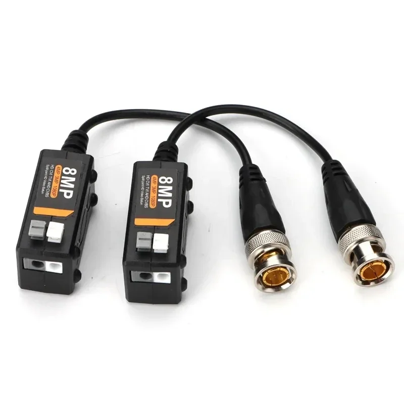 8MP Twisted Pair BNC CCTV Video Balun Passive Transceivers Support AHD/CVI/TVI 4K Camera Cat5e/ Cat6 UTP Cable Connectors