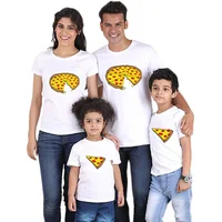 Summe Family Matching Clothes T-shirt Father Mother Daughter Son Funny Pizza Print Short Sleeve Dad Mom Baby Matching Tshirt 2