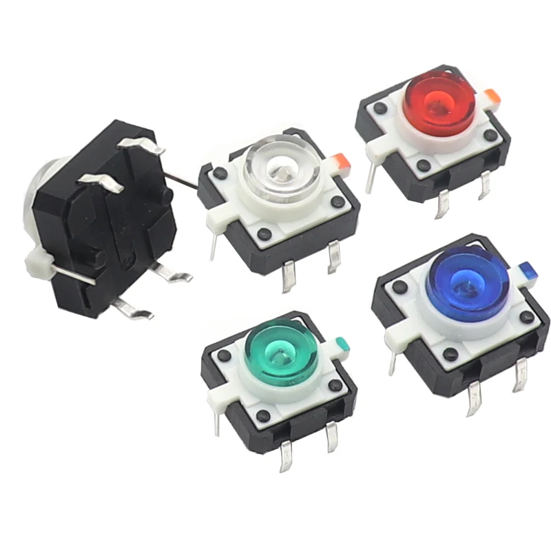 【5PCS】12X12X7.3 Tactile Push Button Switch Momentary Tact LED 5 Color 12X12X7.3mm 12*12*7.3mm