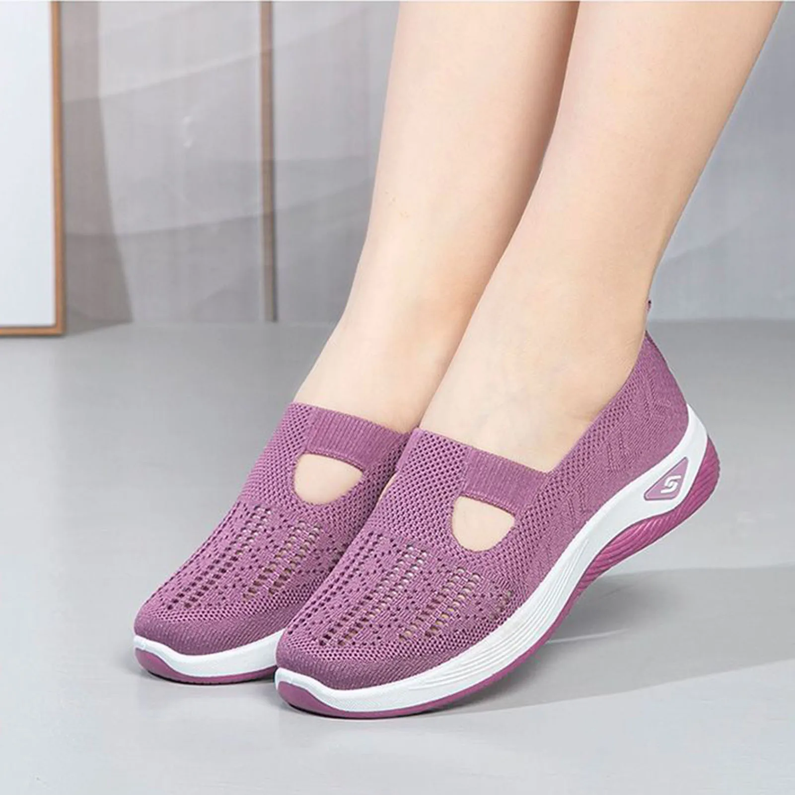 Non-Slip Soft-Soled malha andando sapatos para mulheres, adequado para acampar, caminhada interior