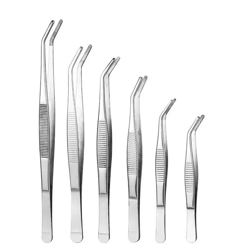

Non-slip Stainless Elbow Eyelash Curved Bent Tweezers Aquarium Jewelry Clip Medical Ear Wax Removal Forceps Pet Feeding Tool