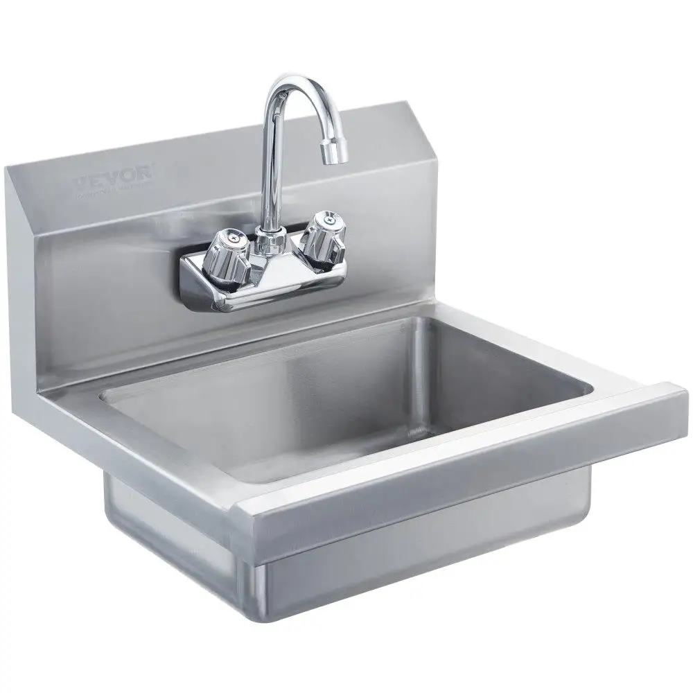 

NSF Certified Stainless Steel Faucet Commercial Compact Wall Mount Utility Sink 17x12.8 Inch