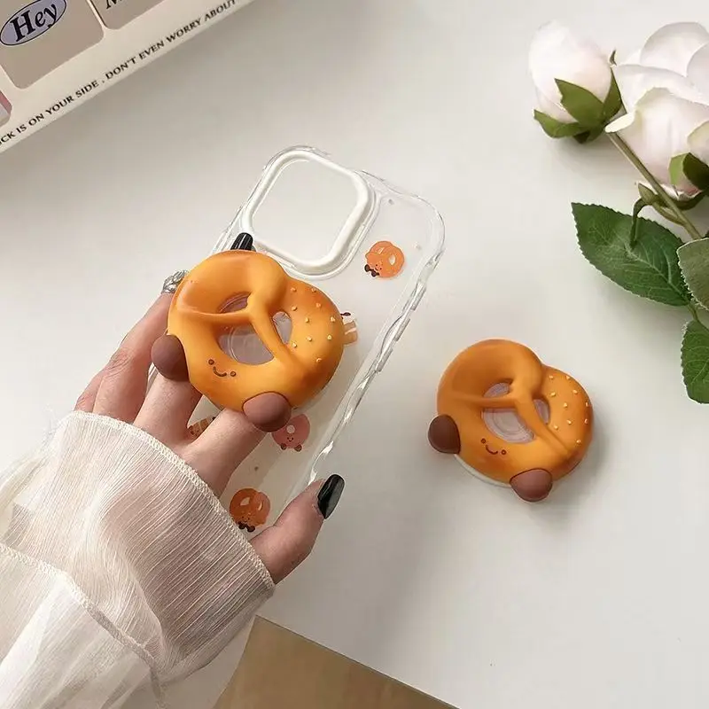 لطيف ثلاثية الأبعاد Pretzel ل Magsafe Griptok الهاتف حامل مغناطيسي دعم آيفون 15 16 17 طوي شحن لاسلكي حامل