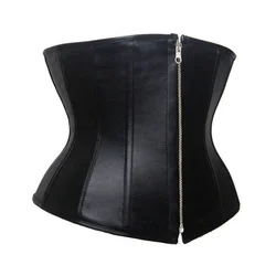 Corset Underbust Top Fake Leather Corset Belt for Women Corset Cinchers with Zipper