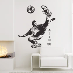 Personalised Football Player Name Wall Sticker Vinyl Home Decor Boys Room Bedroom Footballs Soccer Decals Removable Mural