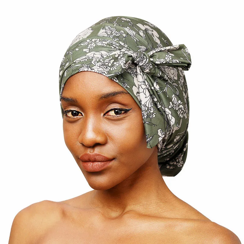 

New Extra Large Bonnets Hat Muslim Hijab African Pattern Bonnet With Long Ribbon Headwrap Print Ankara Hair Bonnet Hat Chemo Cap