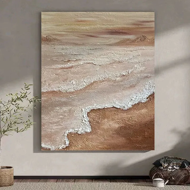 Abstract Wave Handmade Oil Painting Texture Based Living Room Decoration Painting Bedroom Sofa Background Wall Hanging Painting