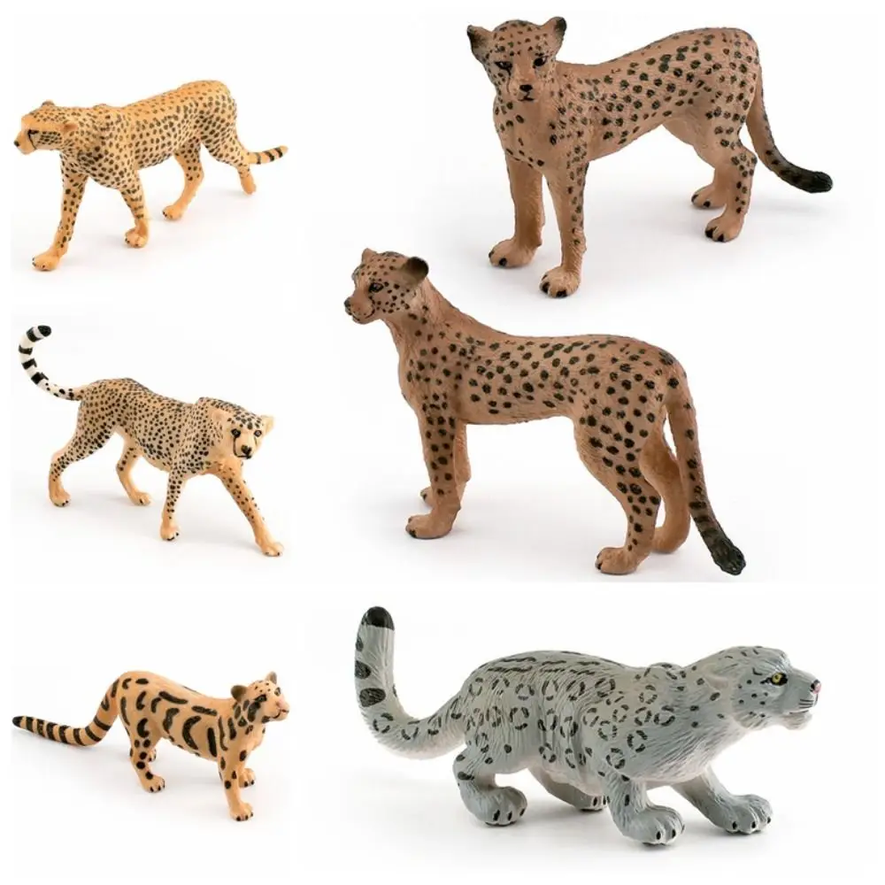 Realistici Leopard Action Figures Simulazione Ornamento Modello Leopardo delle nevi Educativo Miniature Cheetah Leopard Figure Decorazioni per la casa