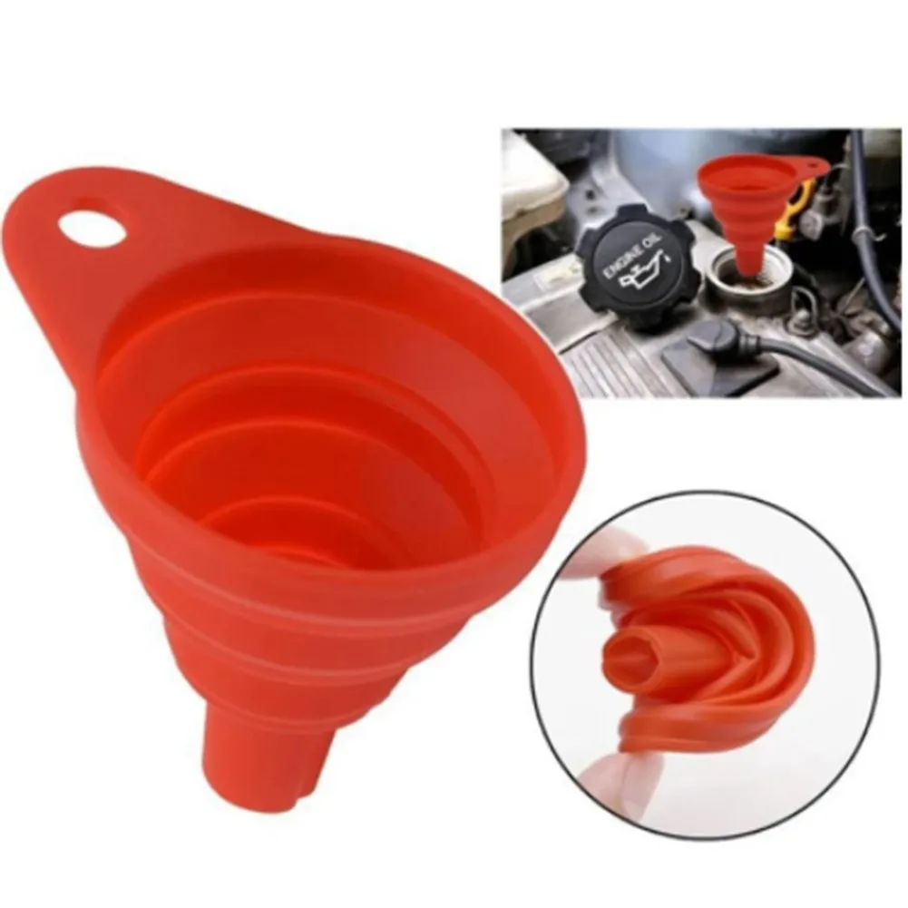 Collapsible Silicone Car Funnel Collapsible Engine Filler Wash Coolant Foldable Silicone Space Saving Replacement