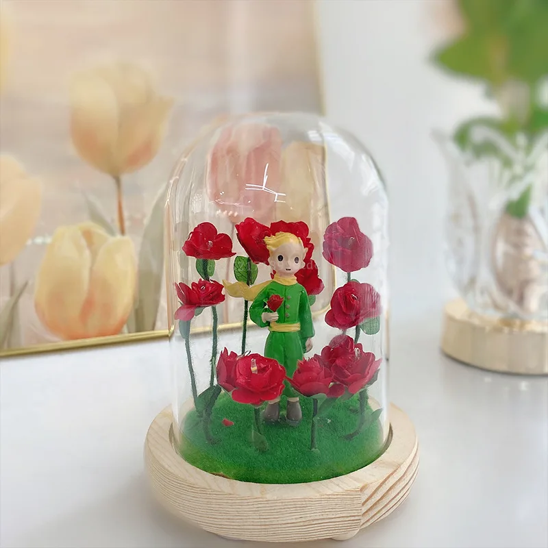 Imagem -02 - Pequeno Príncipe Rose Night Light Handmade Materiais Faça Você Mesmo Decoração para Casa Lâmpada Atmosfera Amantes Presente do Dia dos Namorados Aniversário o