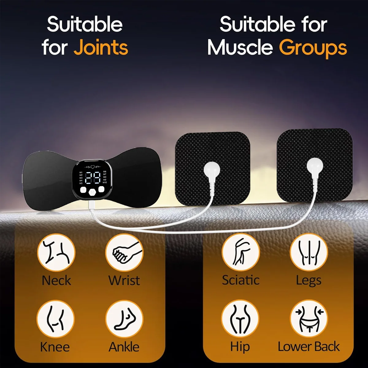 

Wireless EMS Muscle Stimulator TENS Machine - Remote Control 10-Mode 29-Level Mini Massage Patch For Body Pain Relief