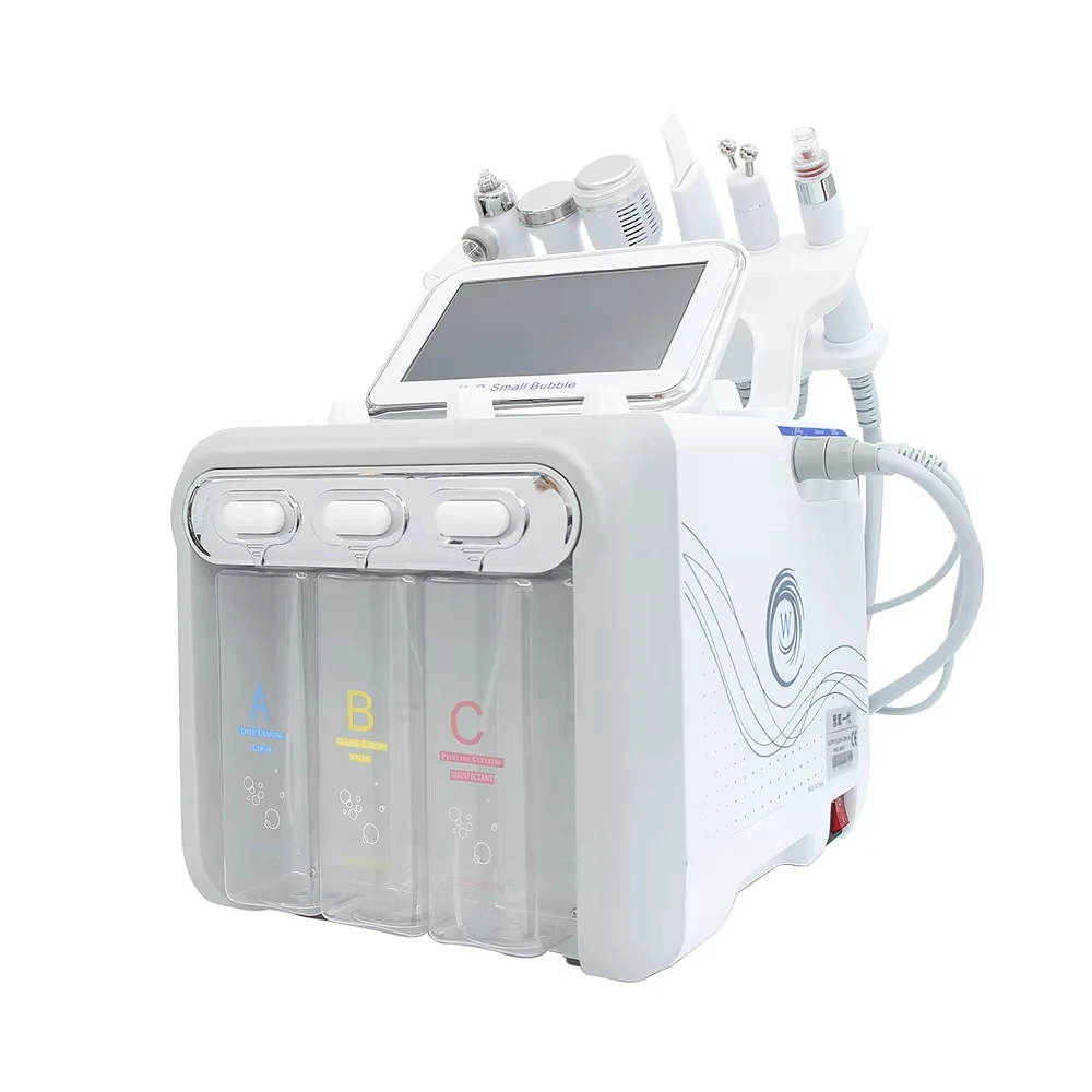 6-in-1 kleine Blasenmaschine Hydro Dermabrasion H2O2 Wasser Sauerstoff Tiefenreinigung Facelifting Aqua Peeling Gesichtsmaschine SPA-Nutzung