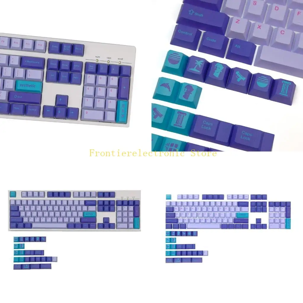 

G8DB 128Pcs PBT Dye Sublimation Keycap Steam for Key Cover for Mechanical Keyboa