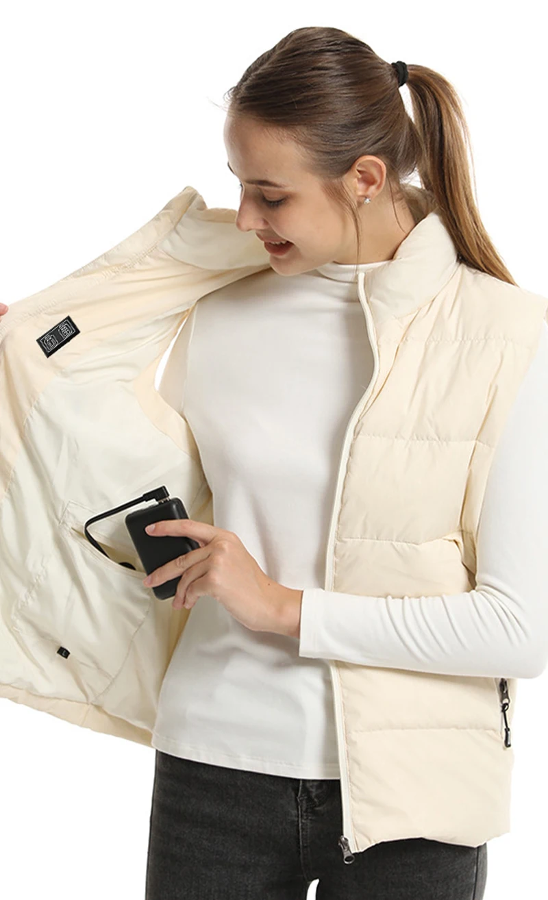 Frauen USB Infrarot 15-Zahlen-Heizweste Jacke Mode Heizwesten Winter Warm gepolsterte ärmellose Weste Thermokleidung – Detail 14