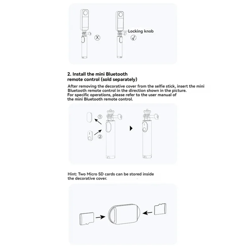 B04C-For Insta360 Mini Tripod Selfie Stick Remote Kit 2.0 With 1/4Inch Mount For Enhanced Photography And Videography