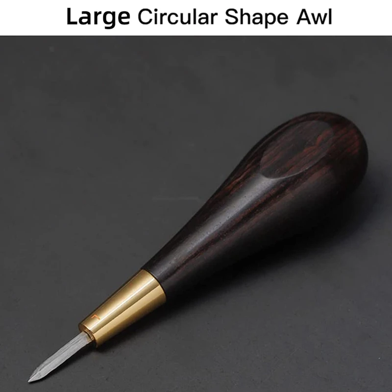 Diamond Shape Stitching Awl Handmade Sewing Tools DIY Stitcher Taper Black Wood Handle