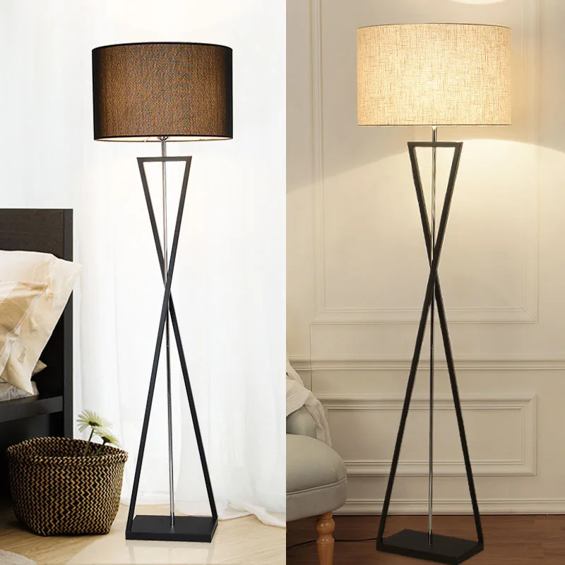 Floor Lamp for Hotel Guest Room Living Room Bedroom Study Adjustable Dimmable Iron Frame Fabric Shade Smart Remote Control