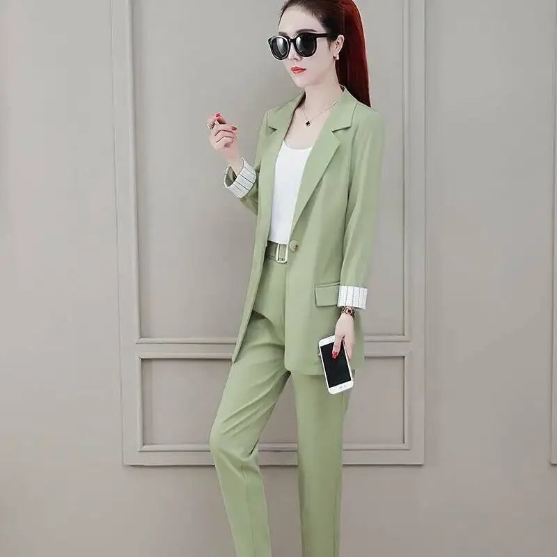 Two Piece Set Pants for Women Professional Trouser Suit Blazer and Womens 2 Pant Sets Top Outfit Wear To Work Office Pink Classy