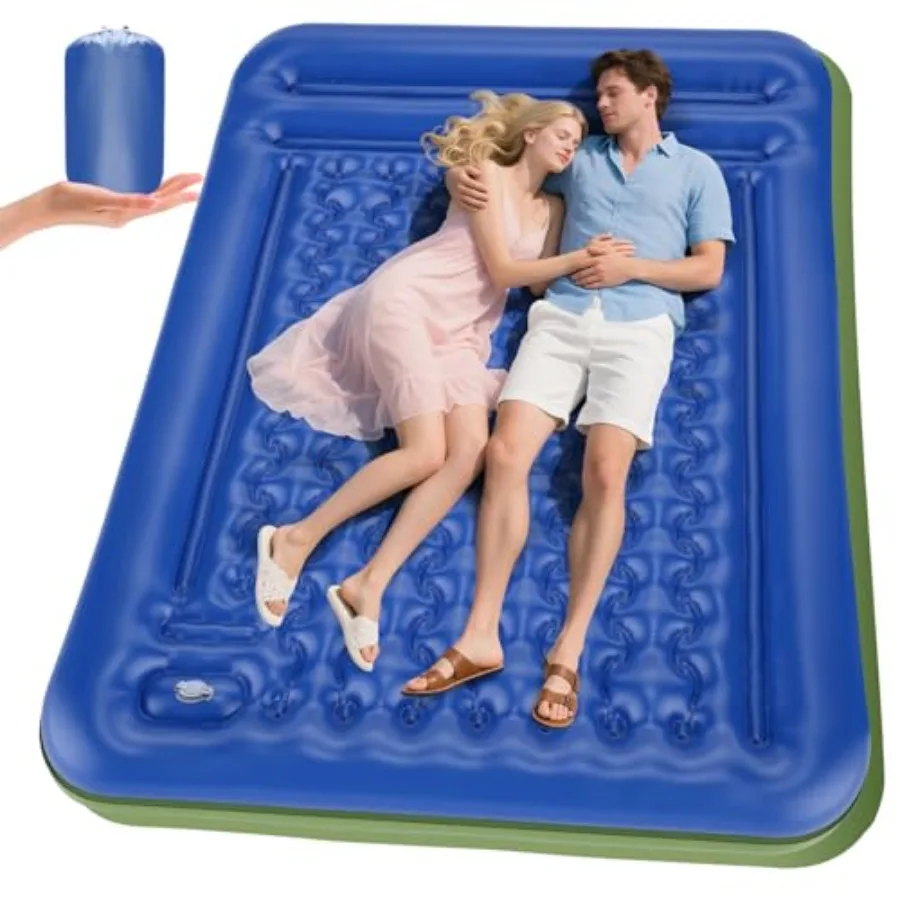 

Double Sleeping Pad for Camping Extra Thick 5 Inch Self-Inflating 2 Person Camping Mattress with Built-In Foot Pump Insulated I