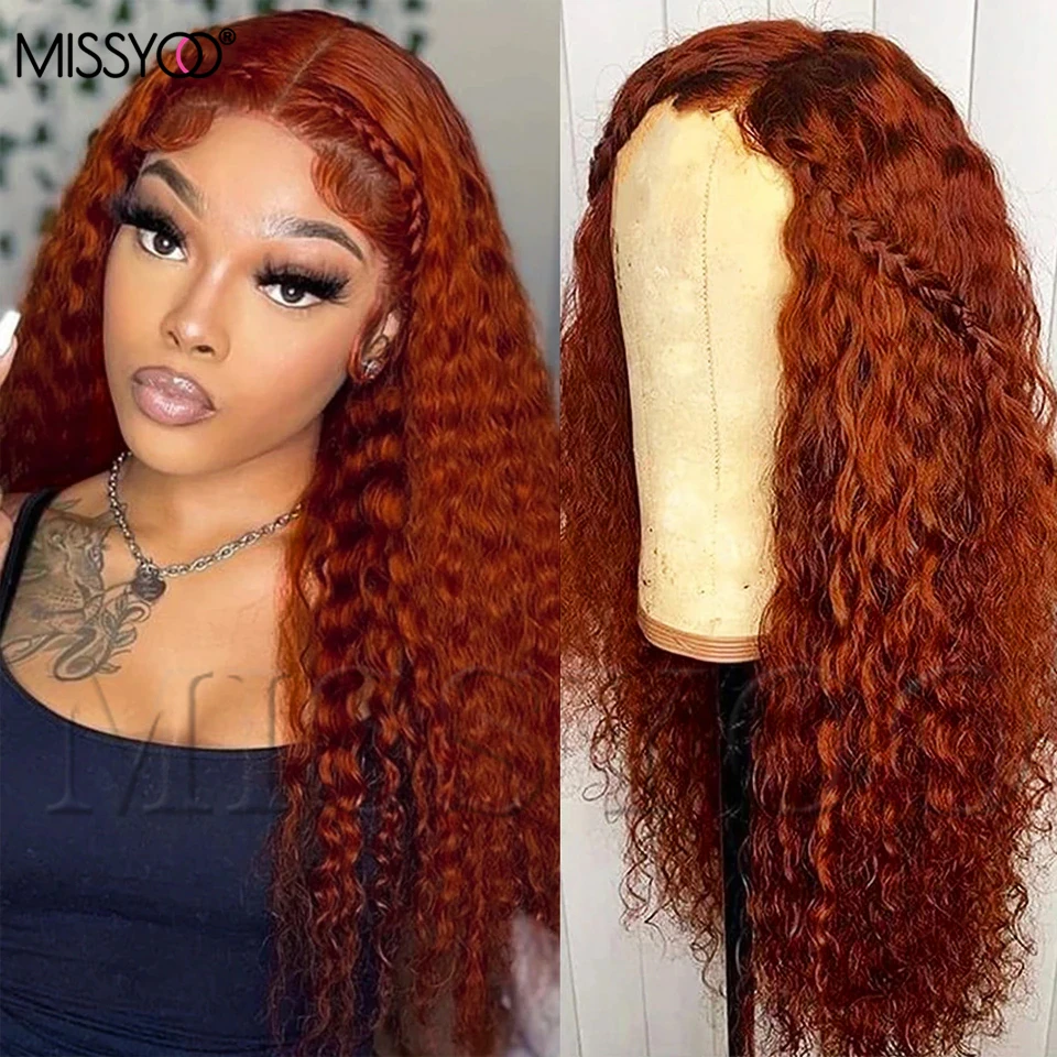 

Ginger Orange Curly 13x4 Lace Front Human Hair Wigs Glueless Brazilian Pre Plucked Remy Hair #350 Colored Wigs Natural Hairline