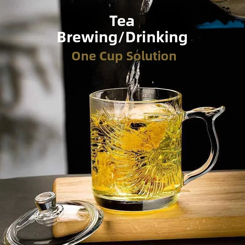 

Elegant Glass Tea Pot with Tea Strainer High Temperature Resistant One Button Tea Water Separation Home High End Tea Cup