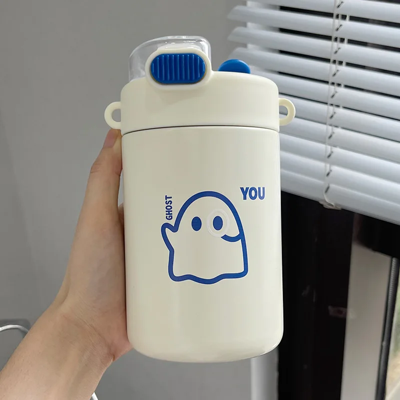 

Stainless Steel Coffee Cold Insulation Cup, Simple And Portable, Dual-Drink Straw Cup, The Best Gift For Children