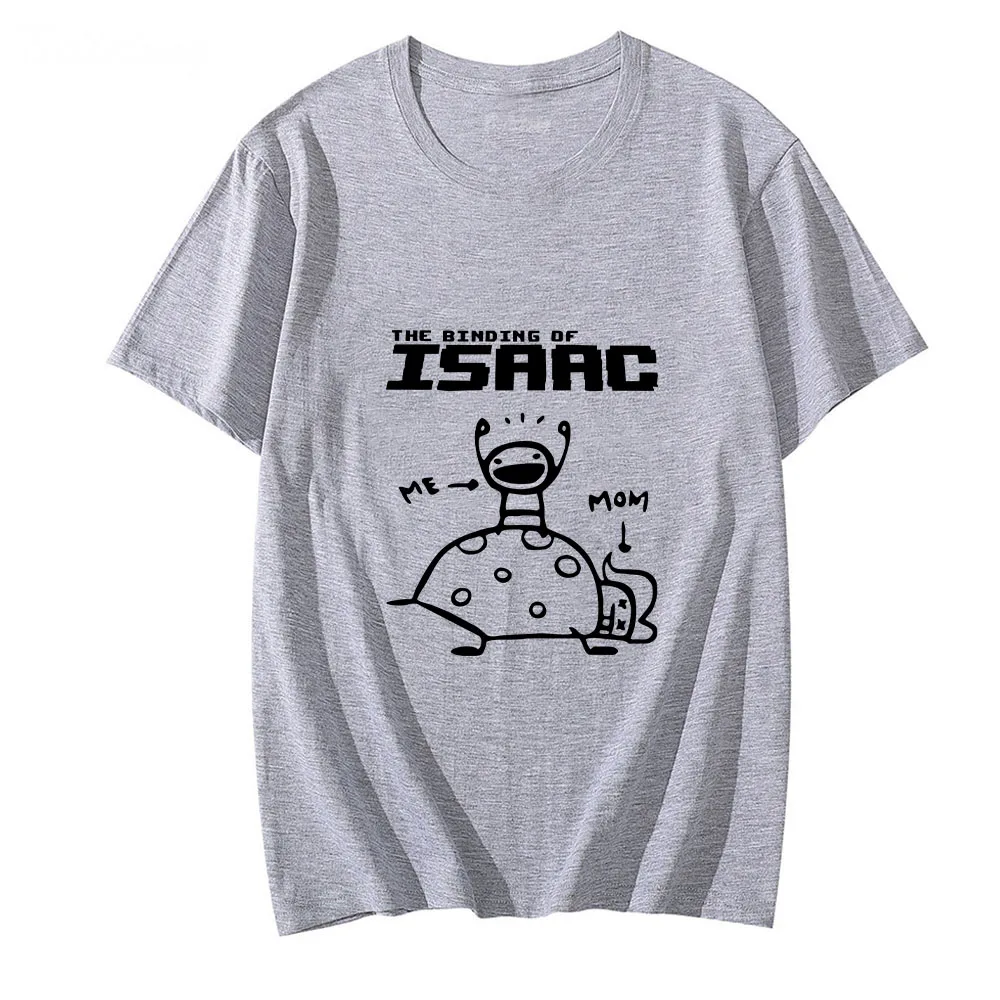 The Binding of Isaac Cartoon T-shirts Men Anime Letter Printed Tops Cotton Tees Fashion Manga Spring and Summer Slight Strech