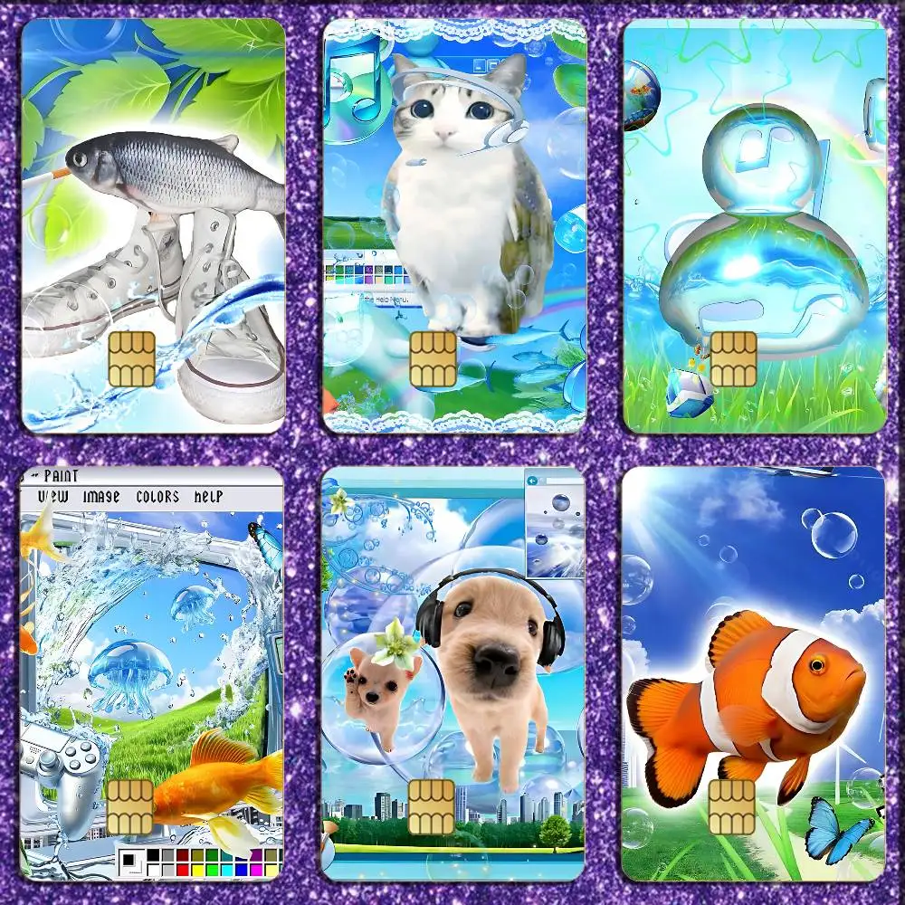 

Frutiger Aero Art Credit Card Skin Stickers for Bank Card Bus Metro Card Sticker Waterproof Women Gift