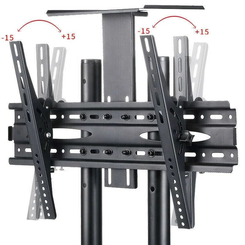 حامل تلفزيون متنقل Zeno C1500 مع حامل وDvd Av Shelf 45-65 بوصة ارتفاع دوار مائل عربات تلفزيون كارت للبيع دعم التلفزيون