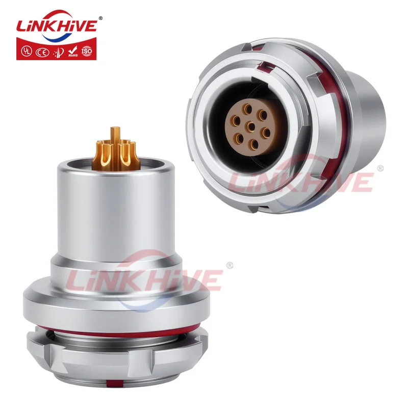 Compatible with LEMO HEG Watertight/Vacuum Fixed Socket 0K 1K 2K 2 3 4 5 6 7 8 9 10 12 14 16 18 19 26 32 Pin Push Pull Connector