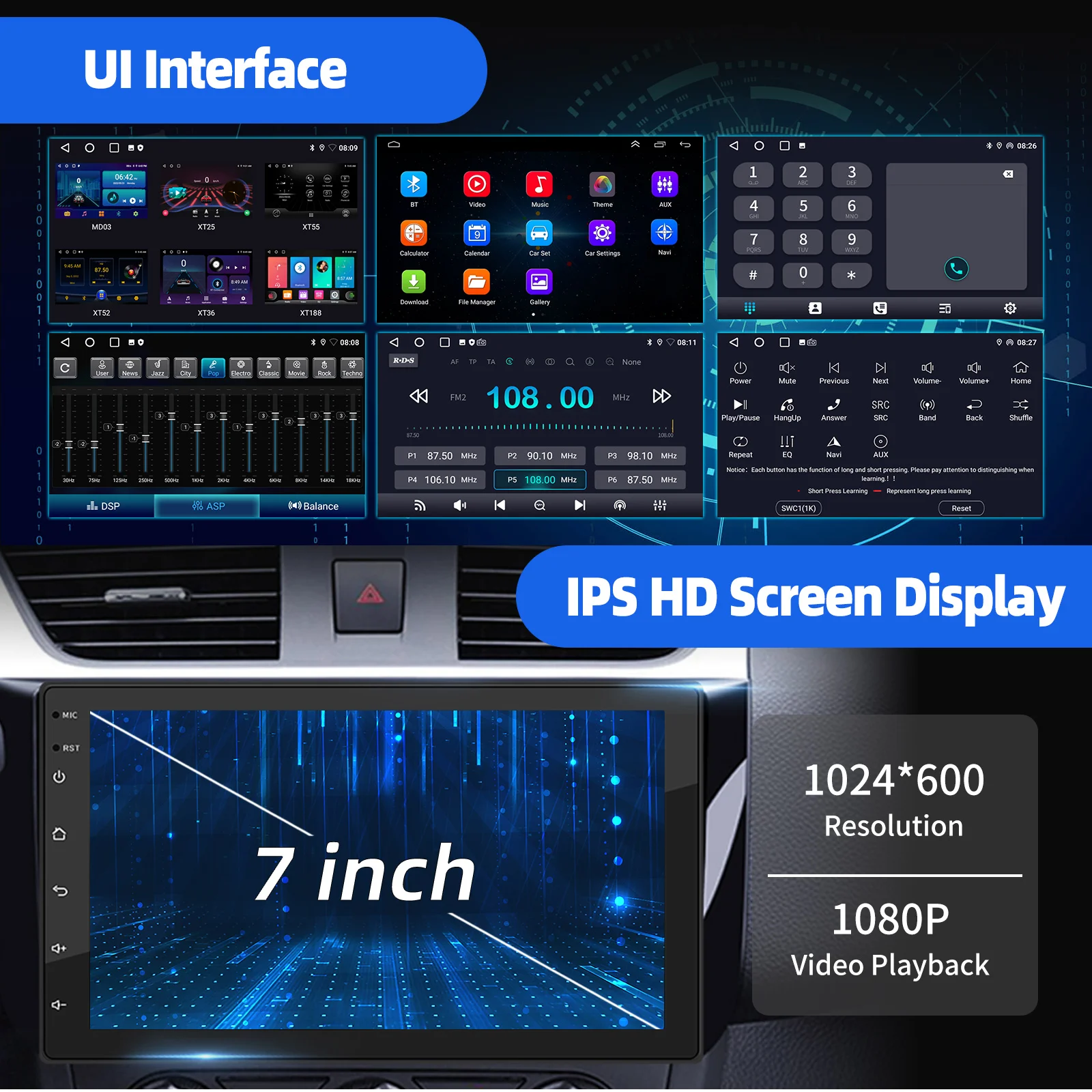 ESSGOO راديو ستيريو للسيارة لاسلكي CarPlay أندرويد Auto 2 DIN 7 "سيارة ستيريو HD FM-راديو GPS شاشة تعمل باللمس رئيس وحدة 4 + 64G DAB + AHD #4