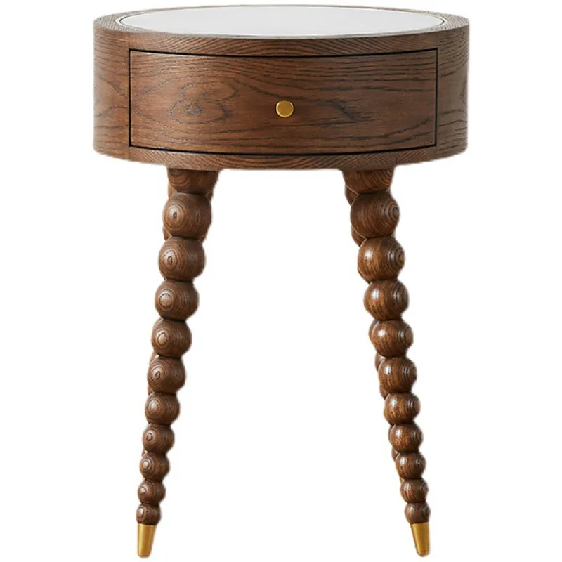 

Nordic solid wood carved bedside table American oak antique side sofa side French personalized corner corner