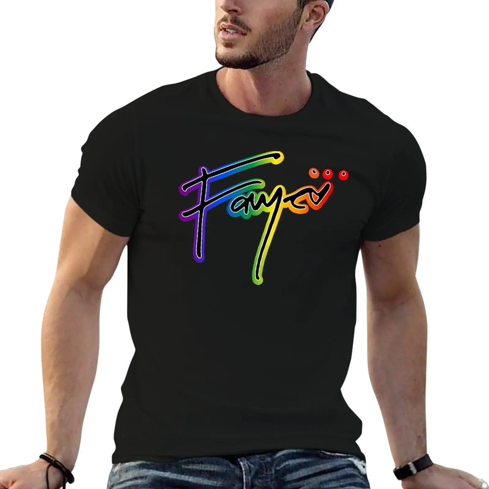 

faye malisorn - rainbow signature T-Shirt cotton tshirt 100% t shirts with prints T-Shirt