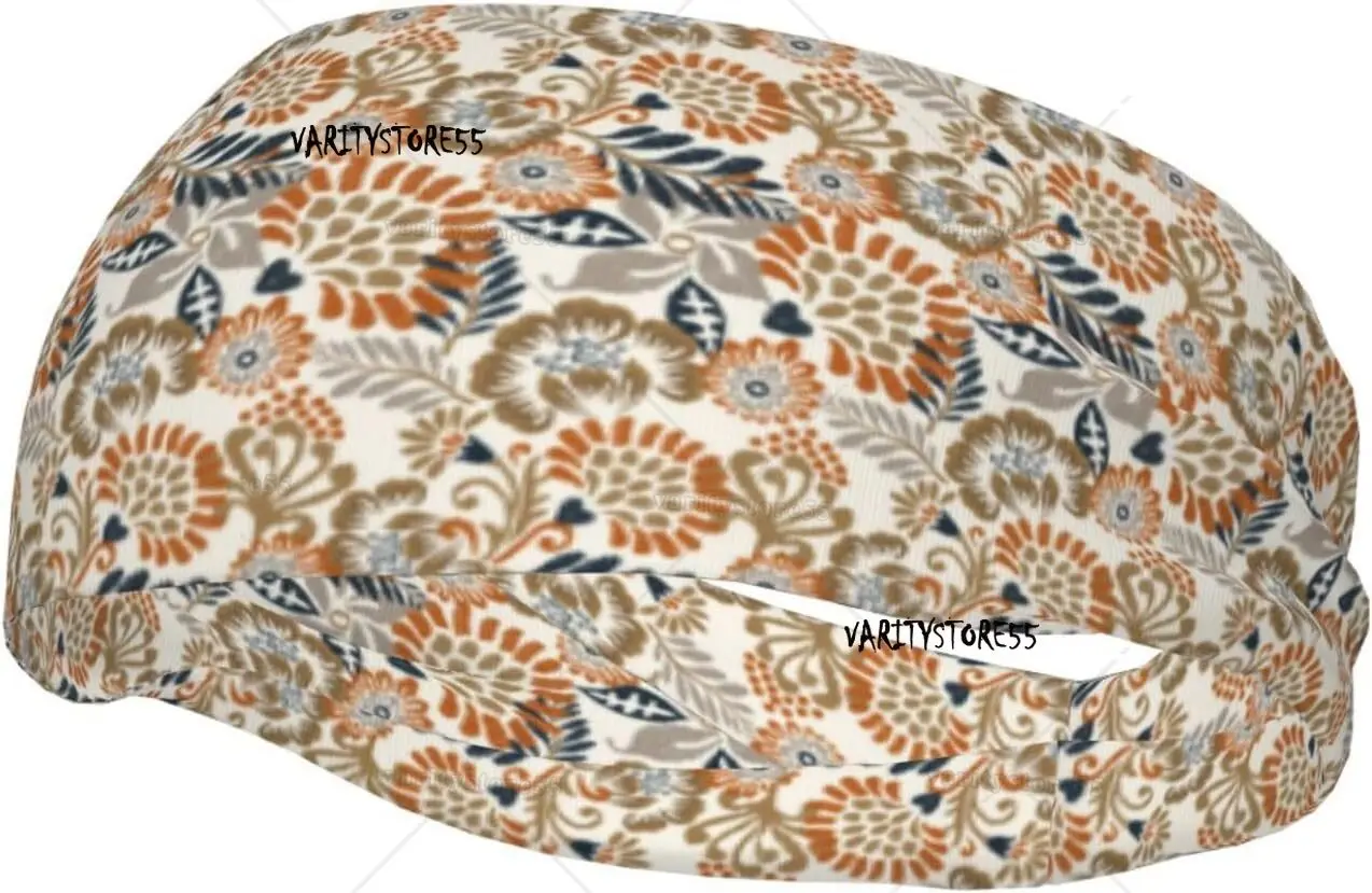 

Floral Paisley Print Sports Headband for Men Wome Reused Washed Mens Headband Sweat Bands for Running Yoga Fitness Workout
