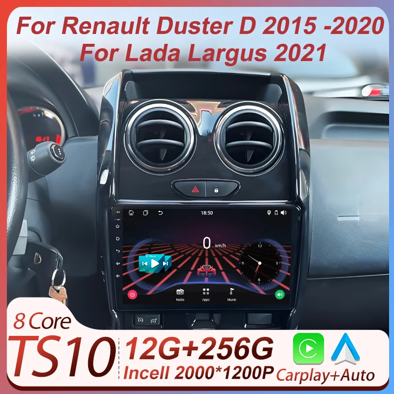 

2Din Car Android 14 For Renault Duster 2015-2021 For LADA Largus 2021Multimedia Radio Player Autoraido Carplay GPS Bluetooth