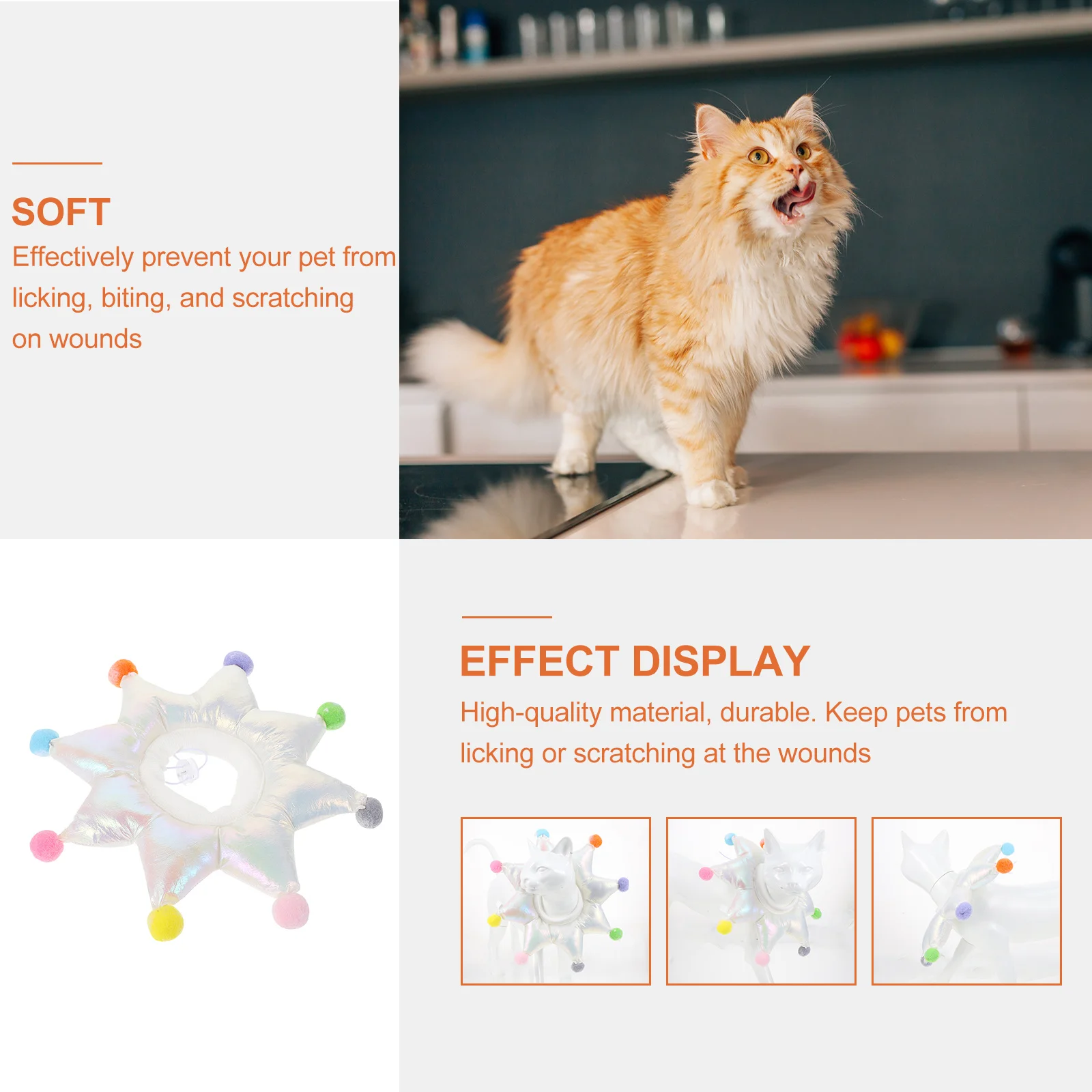 

Pet Recovery Collar for Cats Waterproof Lightweight Comfortable Healing Support Collar After Injury Surgery Anti-Bite Scratch